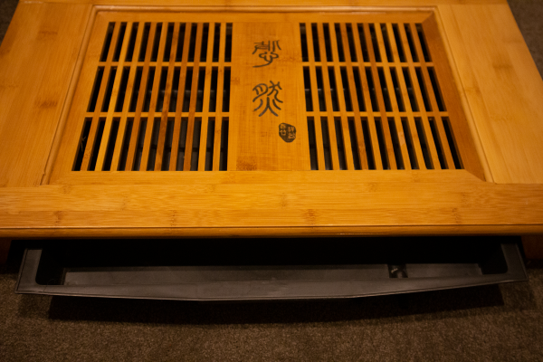 Large bamboo Gongfucha Tea Tray (with Plastic Drawer and Hose) - Image 2